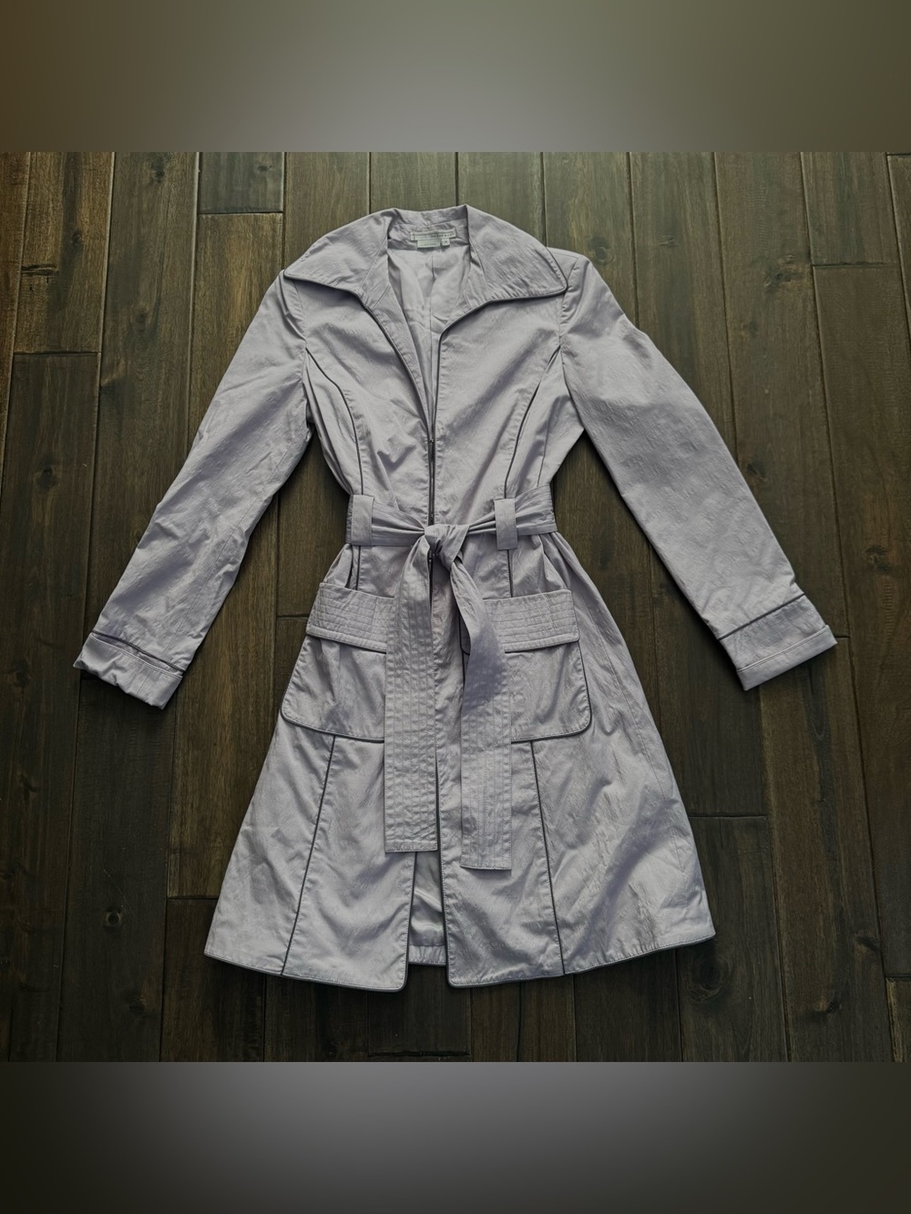 To The Max Lilac Belted Trench Coat Jacket Lightweight Cotton Blend M